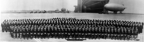 LTA combined crews, blimps, and hangar, Lighter Than Air (LTA) Base, Tustin ca. 1943