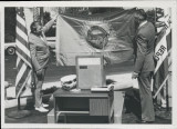 Stanton Library event speakers with Orange County seal flag