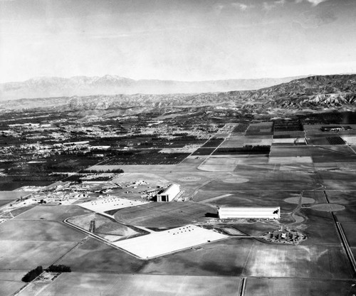 Aerial view of the Lighter Than Air (LTA) Base, Tustin, 1978