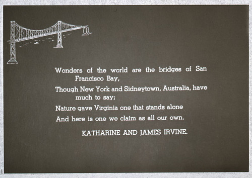 Christmas Card from Katharine and James Irvine II, ca 1937