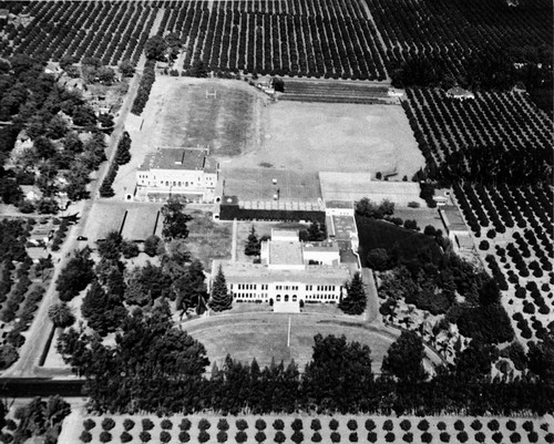 Aerial photograph of Tustin Union High School campus, 1947