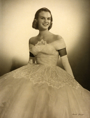 Linda Jane Irvine in ball gown, ca. 1960