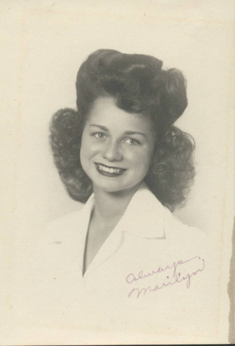 Marilyn Cortner Addington, Huntington Beach High School cheerleader, 1944