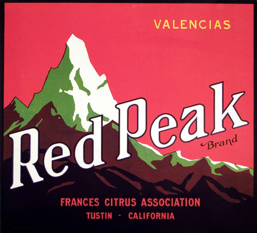 Red Peak Brand, Frances Citrus Association fruit crate label, ca. 1930