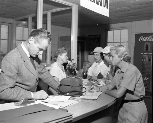 Pilot registration, All-Women Transcontinental Air Race, Orange County Airport, July 4, 1952