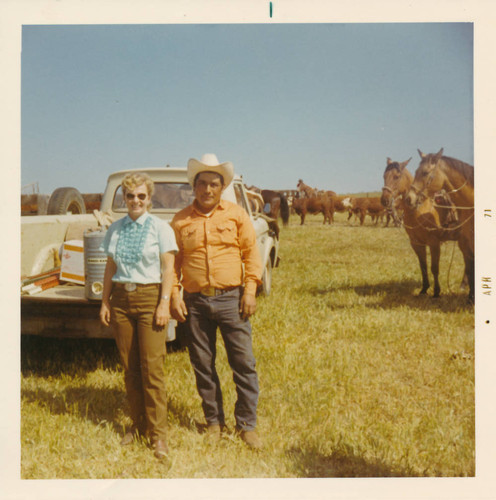 Alice Chandler and ranch hand at Mission Viejo Ranch branding event