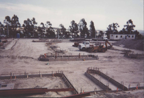 Foothill Ranch Library construction, parking lot defined curbs formed