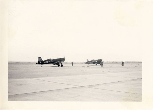 Planes just landed, taxying to park, MCAS El Toro, 1947