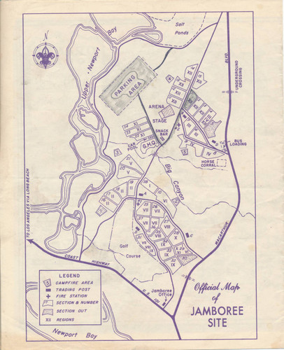 Boy Scout Jamboree Map, Newport Beach, 1953