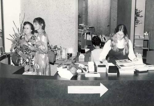 Circulation Desk on University Park Library's dedication day, 1975