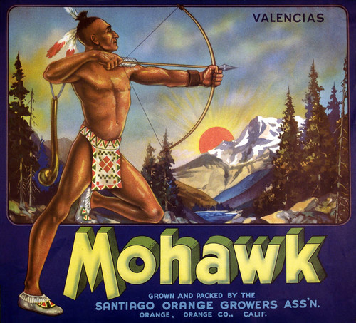 Mohawk Valencias, Santiago Orange Growers Association fruit crate label, ca. 1930