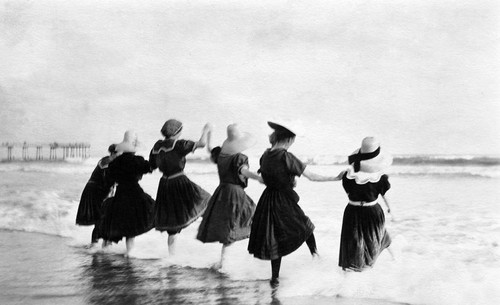 Inez Holford (far right) and friends at Newport Beach