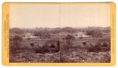 Unidentified Location, Probably in California: (Field with wood house and fence in distance.)