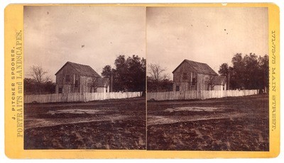 Unidentified Location, Probably in California: (Wood house with fence.)