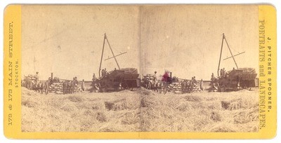 Unidentified Location, Probably in California: (Field with equipment and workers.)