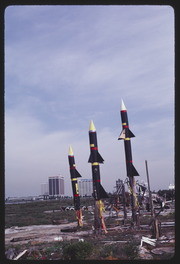 APR87P10-28: three missiles, anti-war sculpture