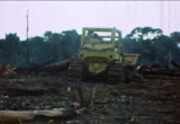 Bulldozer and burning woods