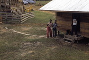 Peoples Temple Members Outside of Cottage, with Cage of Mr. Muggs (Monkey) at Left, Jonestown, Guyana