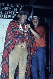 Al Simon (Left) and Jose Simon on Stage in Pavilion, Jonestown, Guyana