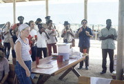 Jim Jones (Second From Right) and Members of Peoples Temple Entertaining Guyanese Visitors, Jonestown, Guyana