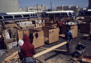 Building Crates For Shipment of Supplies To Peoples Temple Agricultural Mission in Guyana, in Peoples Temple Church Parking Lot, San Francisco, California