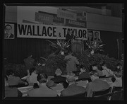 Henry Wallace speaking at presidential campaign event, California Labor School