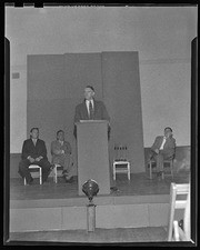 Holland Roberts at the podium at the California Labor School Cultural Conference