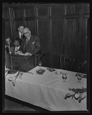 W. E. B. Du Bois speaking at Du Bois Banquet, California Labor School