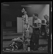 Man working on sculpture, California Labor School