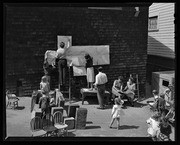 Outdoor mural class with children, California Labor School