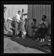 Musicians playing on the waterfront, California Labor School