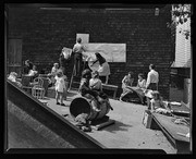 Outdoor mural class with children, California Labor School