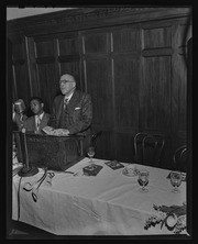 W. E. B. Du Bois speaking at Du Bois Banquet, California Labor School