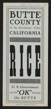 Butte County, in the Sacramento Valley, California: Rice