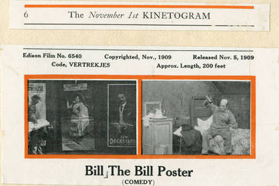 Clippings from the November 1, 1909 Edison Kinetogram, for the film ...