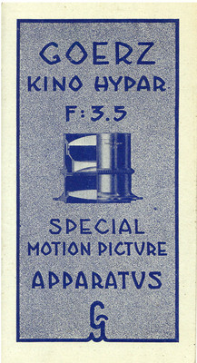 Goerz Kino Hypar F:3.5 Special Motion Picture Apparatus booklet