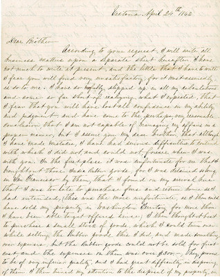 Letter from Augustin Hibbard to [William Hibbard] 1862 Apr. 24