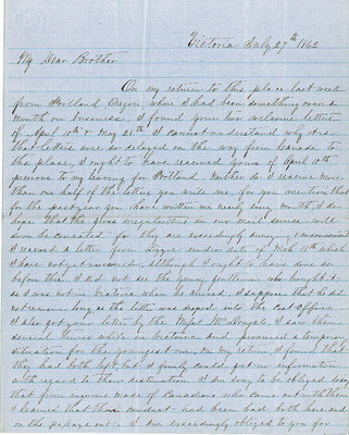 Letter from Augustin Hibbard to [William Hibbard] 1862 July 27