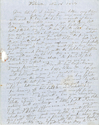 Letter from C. G. Ellis to Austin W. Ellis [Son], 1850 Nov. 18