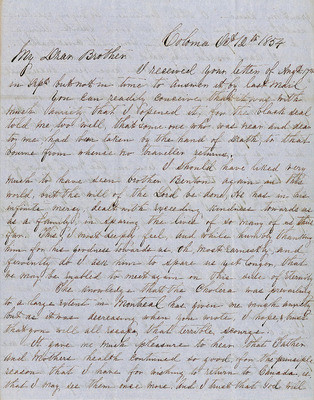 Letter from Augustin Hibbard to [William Hibbard] 1854 Oct. 12