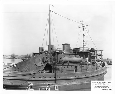 Shipbuilding-Stockton-Clyde W. Wood Inc.-Clyde W. Wood shipbuilding construction, Yard No.2 Harbor Blvd. and Los Angeles St, U.S. Army Utility Tug