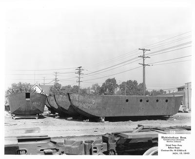 Shipbuilding Hickinbotham Bros.-Stockton- Miscellaneous photos of shipbuilding, Hickinbotham Bros., Construction Division; United States Army Balloon Barges