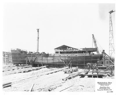 Shipbuilding Hickinbotham Bros.-Stockton- Miscellaneous photos of shipbuilding, Hickinbotham Bros., Construction Division: United States Army 176 foot Supply Vessel