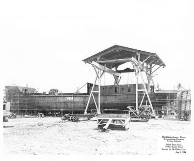 Shipbuilding Hickinbotham Bros.-Stockton- Miscellaneous photos of shipbuilding, Hickinbotham Bros., Construction Division: United States Army 176 foot Supply Vessel