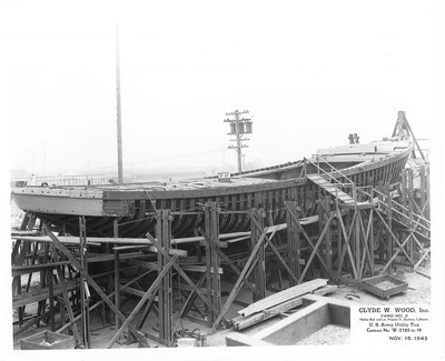 Shipbuilding-Stockton-Clyde W. Wood Inc.-Clyde W. Wood shipbuilding construction, Yard No.2 Harbor Blvd. and Los Angeles St, U.S. Army Utility Tug