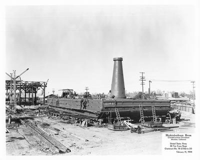 Shipbuilding Hickinbotham Bros.-Stockton- Miscellaneous photos of shipbuilding, Hickinbotham Bros., Construction Division: United States Army 30 Ton Crane Barge