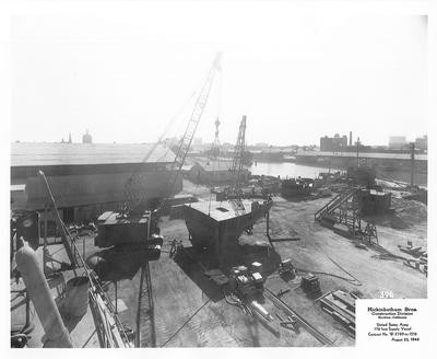 Shipbuilding Hickinbotham Bros.-Stockton- Miscellaneous photos of shipbuilding, Hickinbotham Bros., Construction Division: United States Army 176 foot Supply Vessel