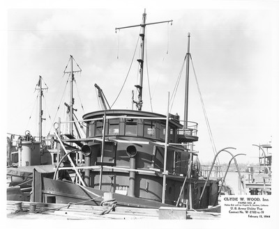 Shipbuilding-Stockton-Clyde W. Wood Inc.-Clyde W. Wood shipbuilding construction, Yard No.2 Harbor Blvd. and Los Angeles St, U.S. Army Utility Tug