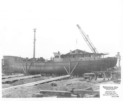 Shipbuilding Hickinbotham Bros.-Stockton- Miscellaneous photos of shipbuilding, Hickinbotham Bros., Construction Division: United States Army 176 foot Supply Vessel