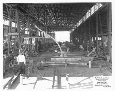 Shipbuilding Hickinbotham Bros.-Stockton- Miscellaneous photos of shipbuilding, Hickinbotham Bros., Construction Division: United States Army 176 foot Supply Vessel